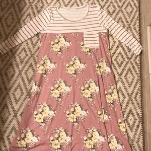 Flora and striped dress